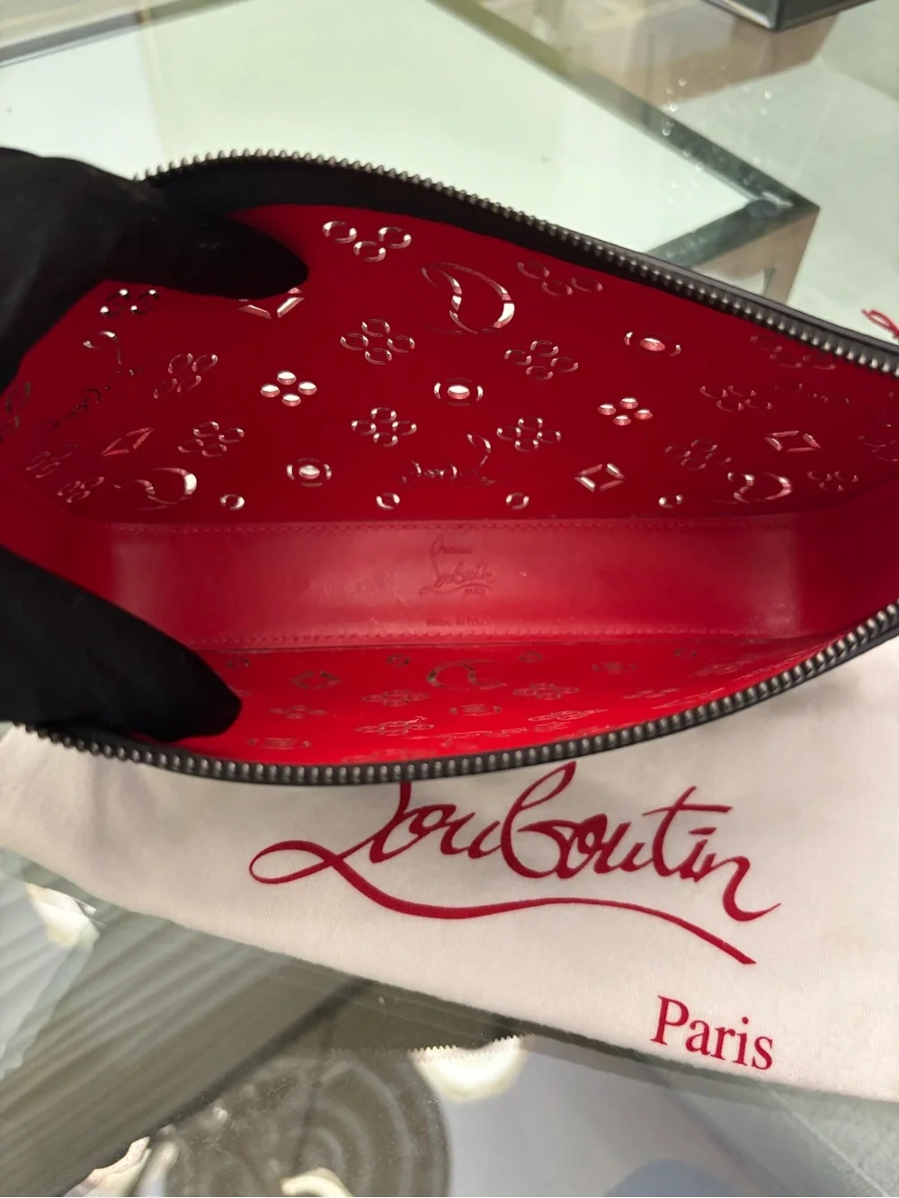 Authentic Christian Louboutin Loubila Leather Clutch